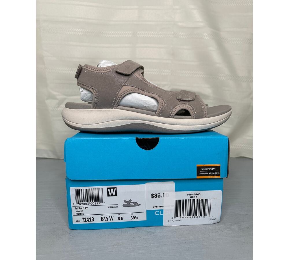 Clarks Cloudsteppers Mira Bay Strappy Sport Sandals Stone Size 8.5W